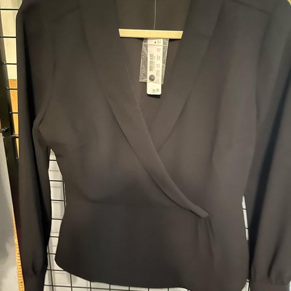 J. Crew Black Wrap Top - Picture 1 of 7